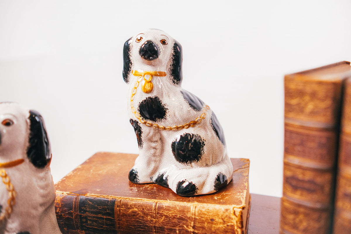 Black & White Staffordshire-Style Ceramic Dog Figurine (set of two)