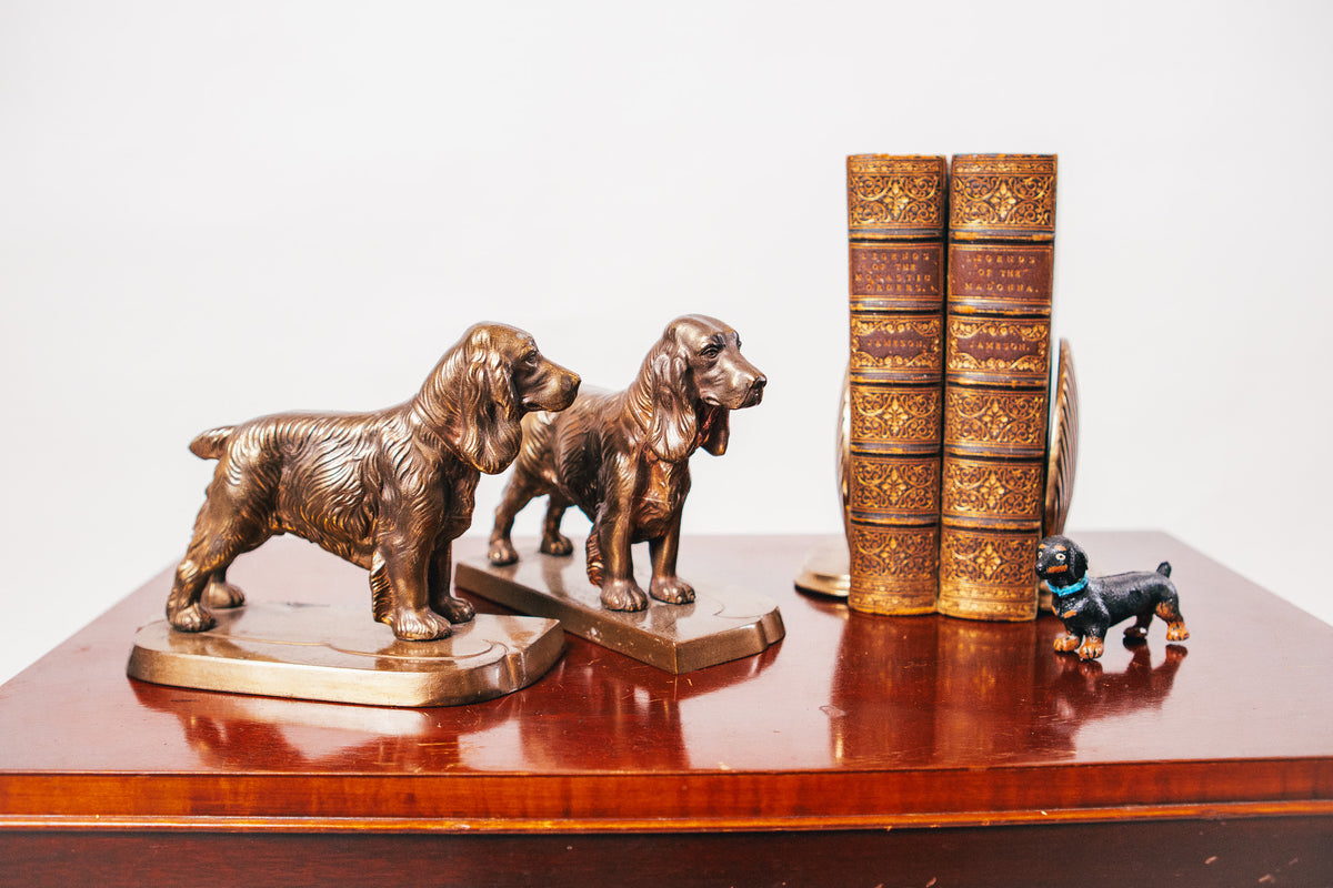 1930’s Frankart American Art Deco Cast Metal Cocker Spaniel Bookends