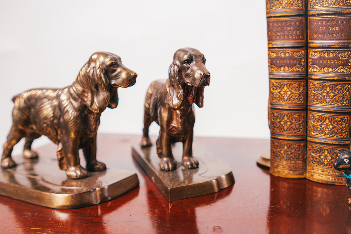 1930’s Frankart American Art Deco Cast Metal Cocker Spaniel Bookends