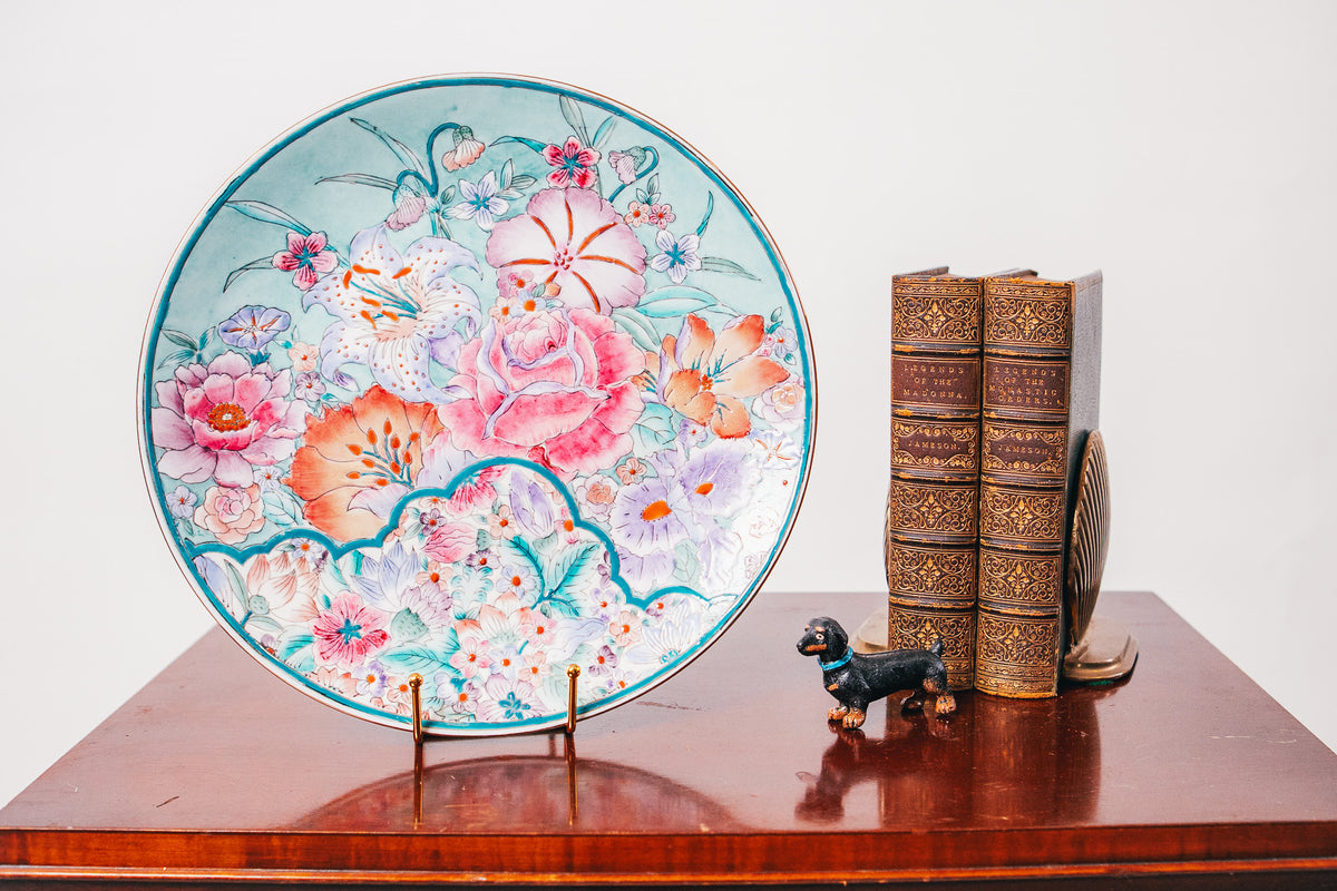 Vintage Decorative Porcelain Platter with Floral Motif