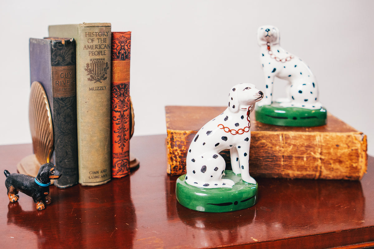 Pair of Vintage Ceramic Dalmatian Figurines - Made in Italy