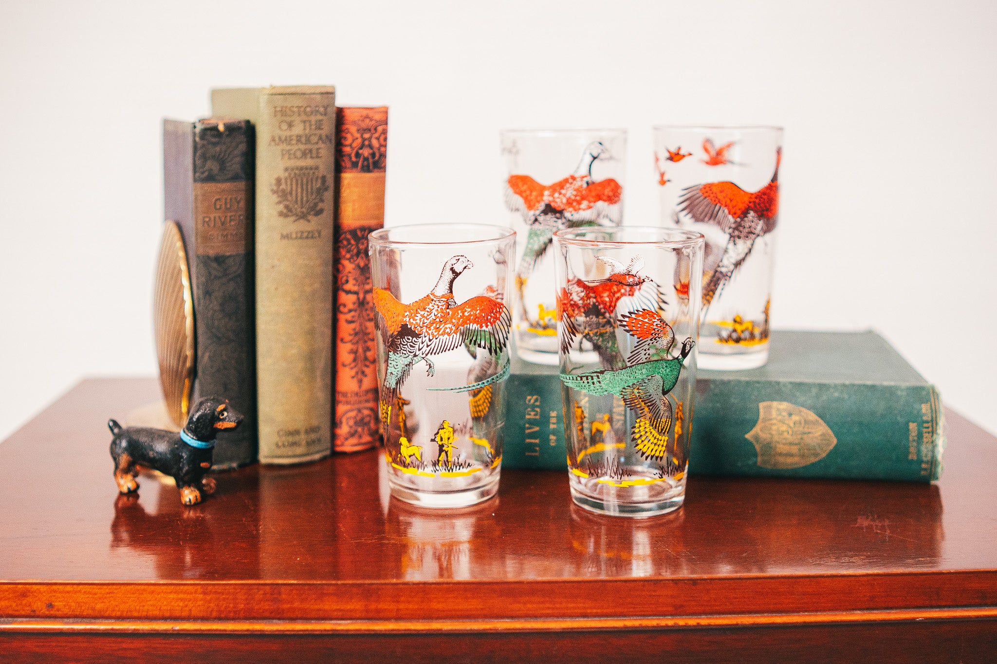 Hazel Atlas Pheasant Hunting Tumblers (set of four)
