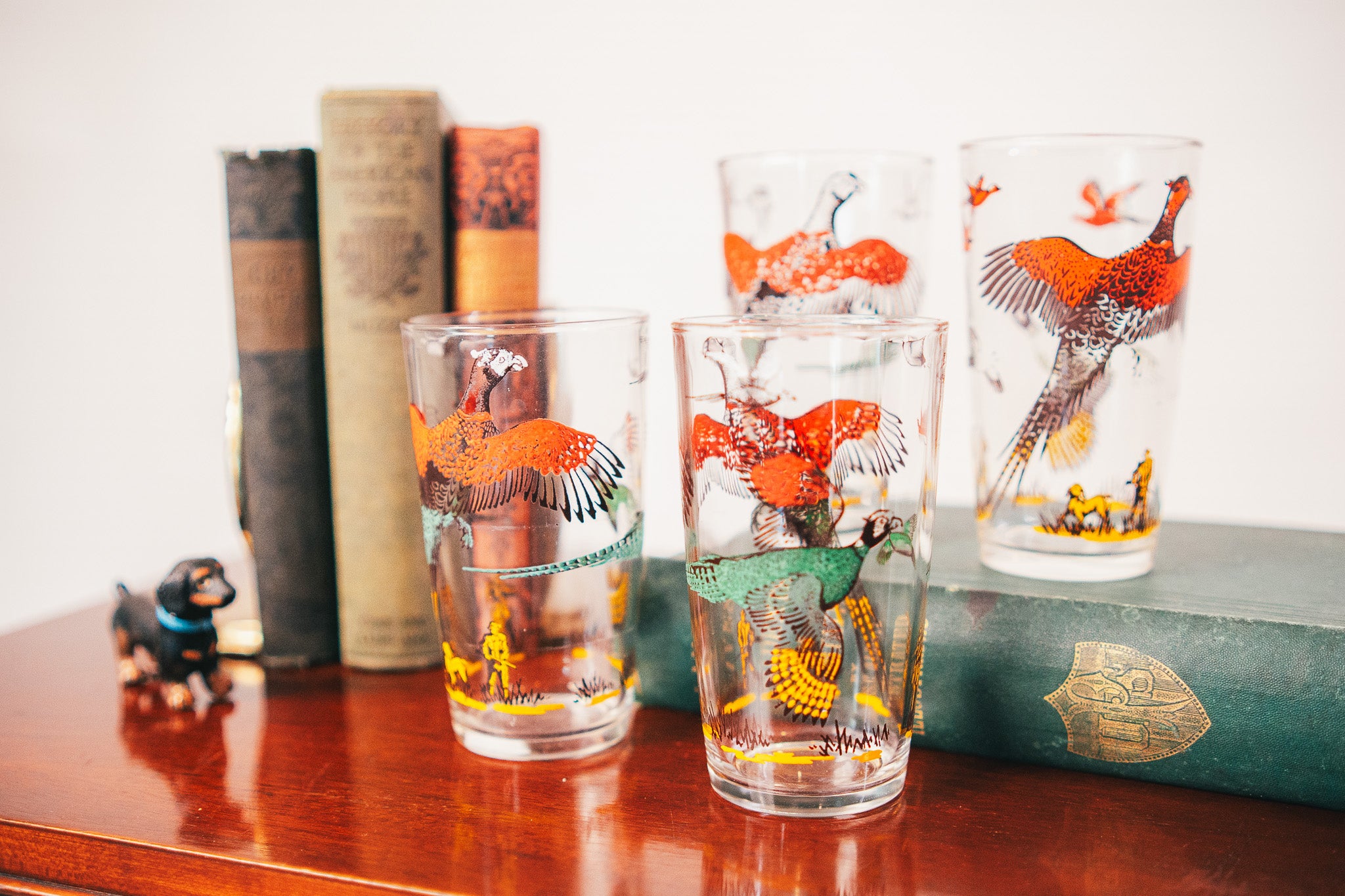 Hazel Atlas Pheasant Hunting Tumblers (set of four)