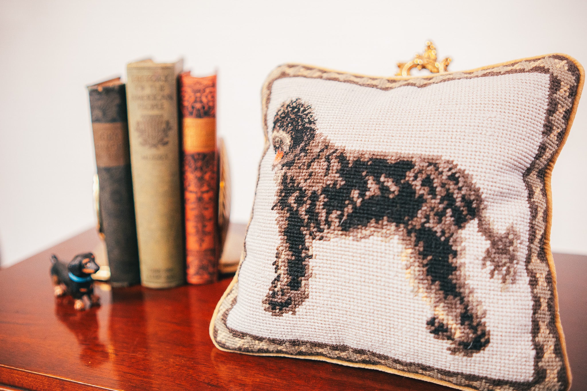 Portuguese Water Dog Needlepoint Throw Pillow