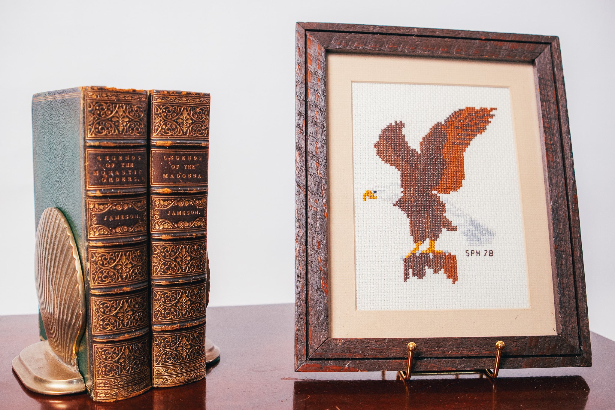 1976 American Bald Eagle Framed Cross Stitch