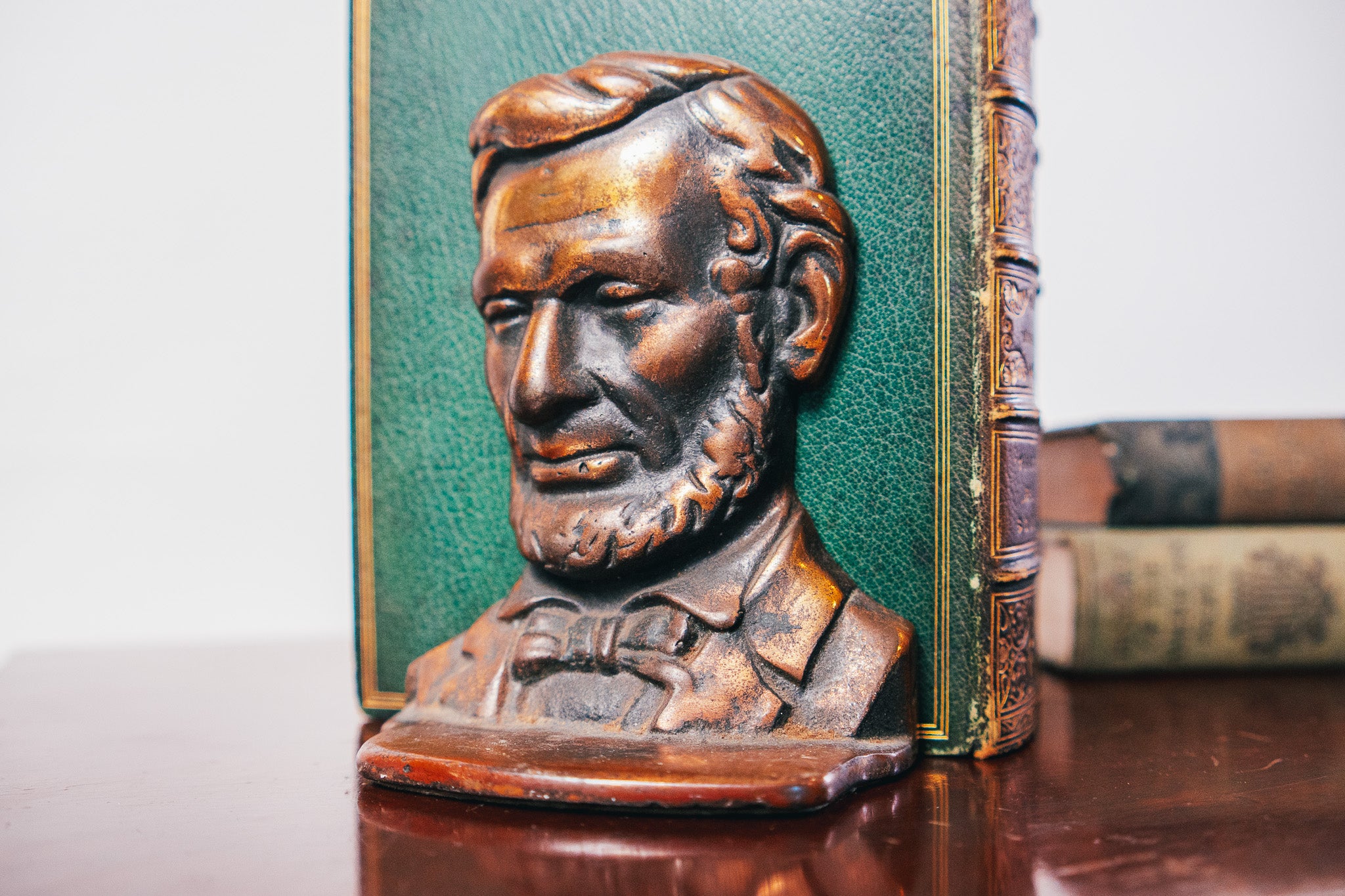 1930βs Bronzed Copper Abraham Lincoln Cast-Metal Bookends