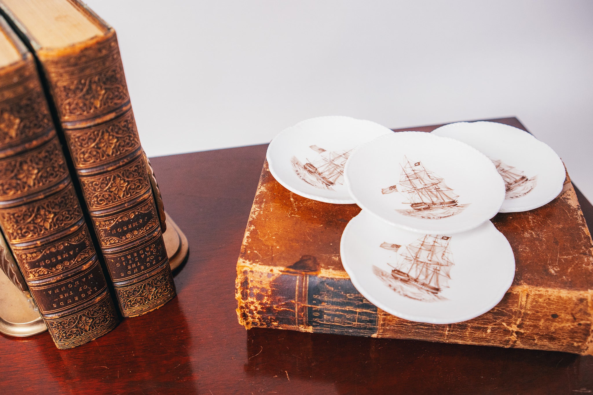 Spode Bone China Schooner Ship Plates (set of 4)