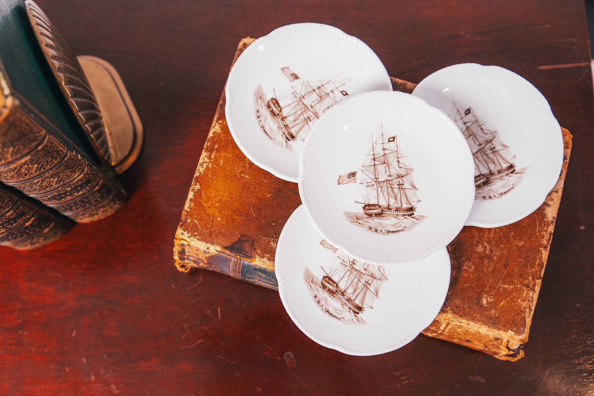 Spode Bone China Schooner Ship Plates (set of 4)