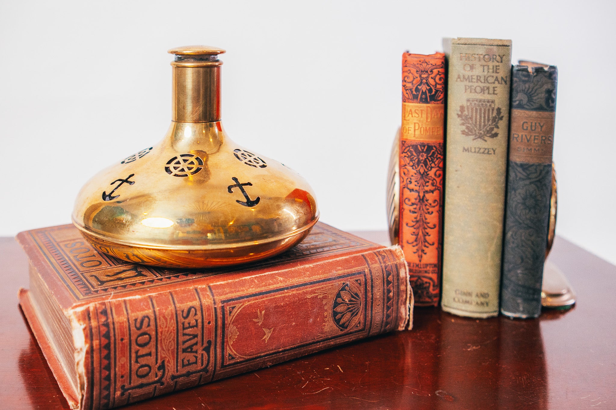 1950βs Swedish Nautical Brass Over Glass Decanter
