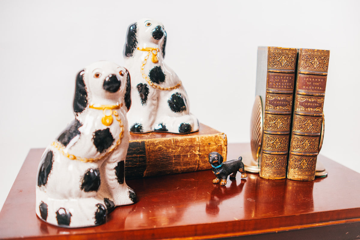 Black & White Staffordshire-Style Ceramic Dog Figurine (set of two)
