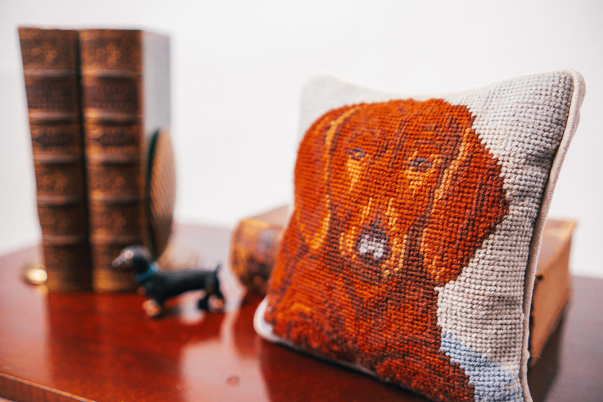 Dachshund Needlepoint Throw Pillow