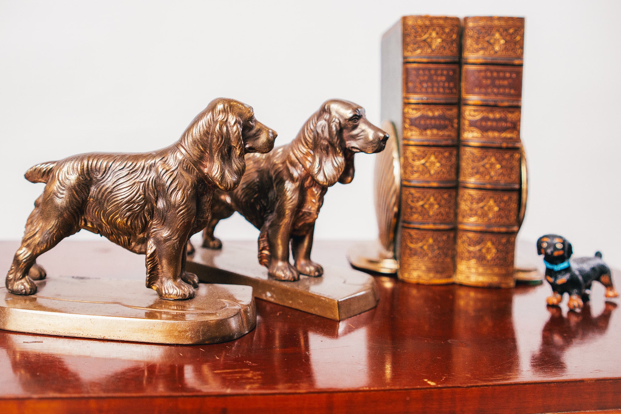 1930’s Frankart American Art Deco Cast Metal Cocker Spaniel Bookends