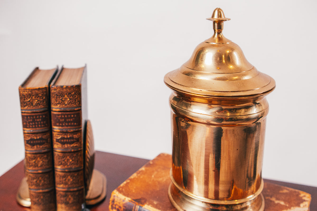Antique Solid Brass Lidded Urn
