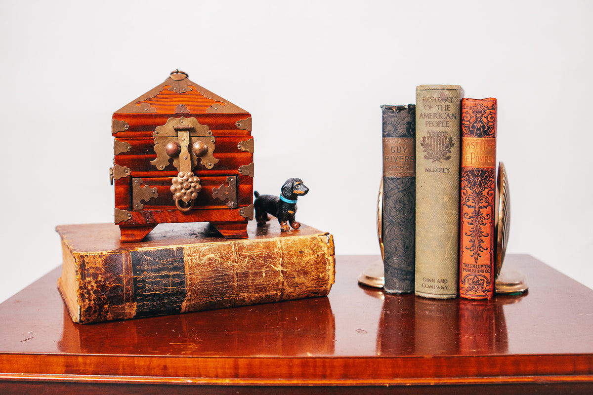 Vintage Korean Wood and Brass Prayer Box