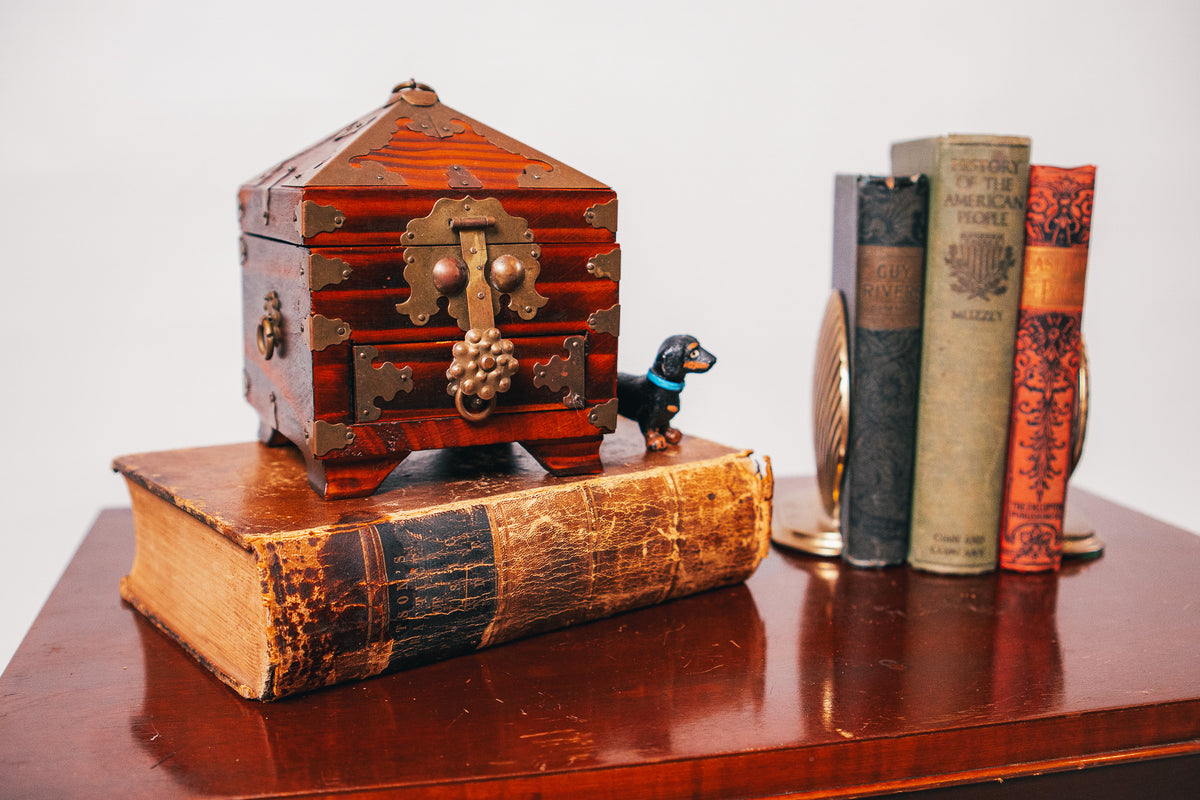 Vintage Korean Wood and Brass Prayer Box