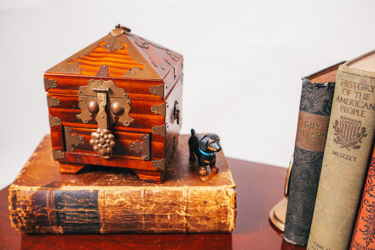 Vintage Korean Wood and Brass Prayer Box