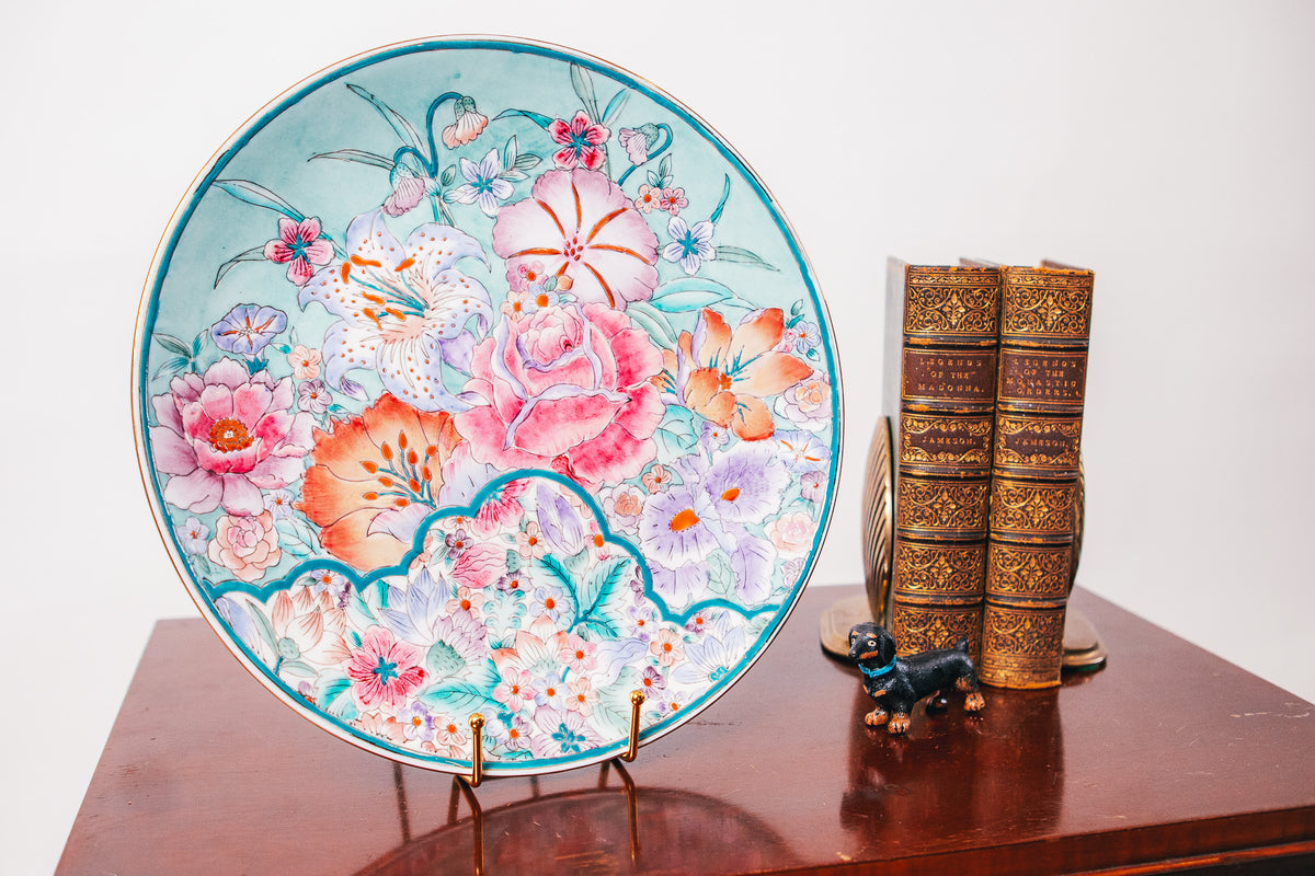 Vintage Decorative Porcelain Platter with Floral Motif
