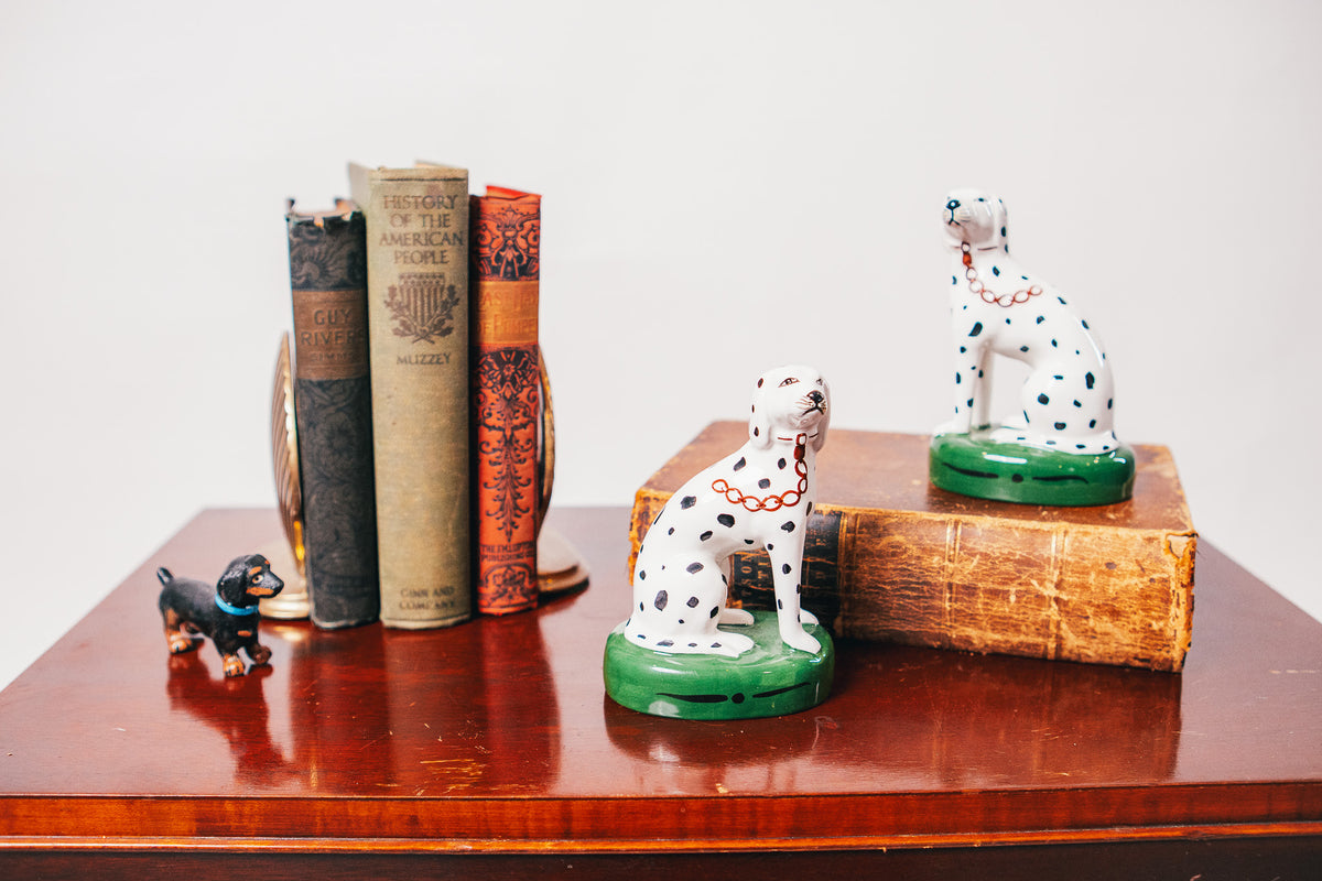 Pair of Vintage Ceramic Dalmatian Figurines - Made in Italy