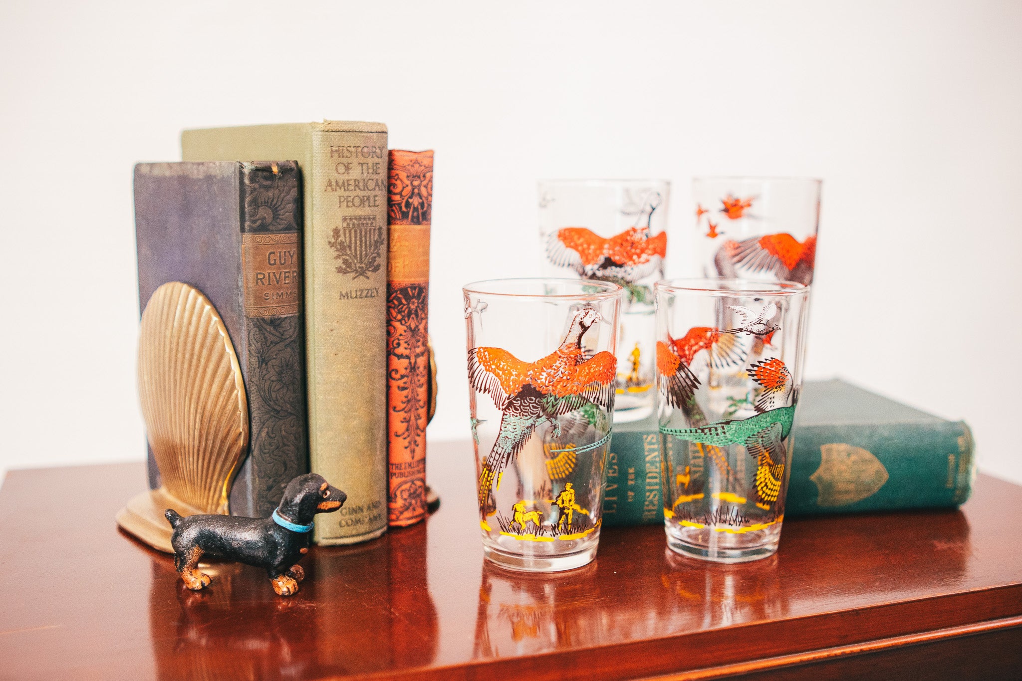 Hazel Atlas Pheasant Hunting Tumblers (set of four)