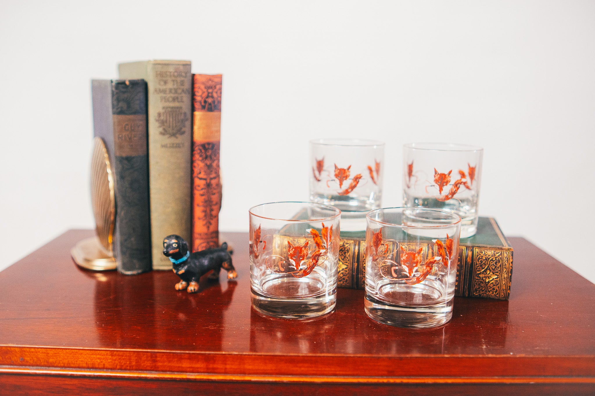 Federal Fox Hunt Roly Poly Mid-Century Bar Glasses (set of four)