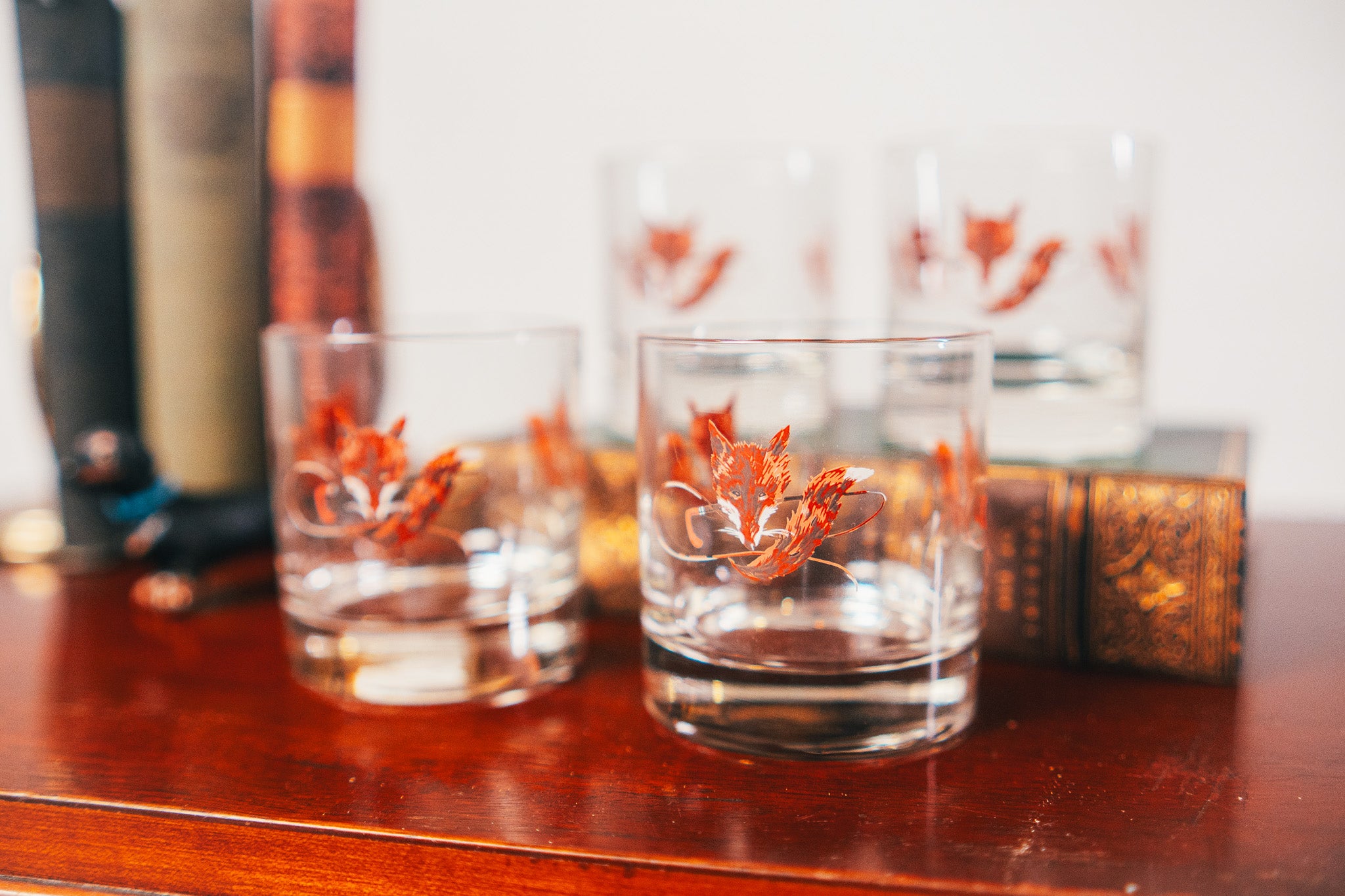 Federal Fox Hunt Roly Poly Mid-Century Bar Glasses (set of four)