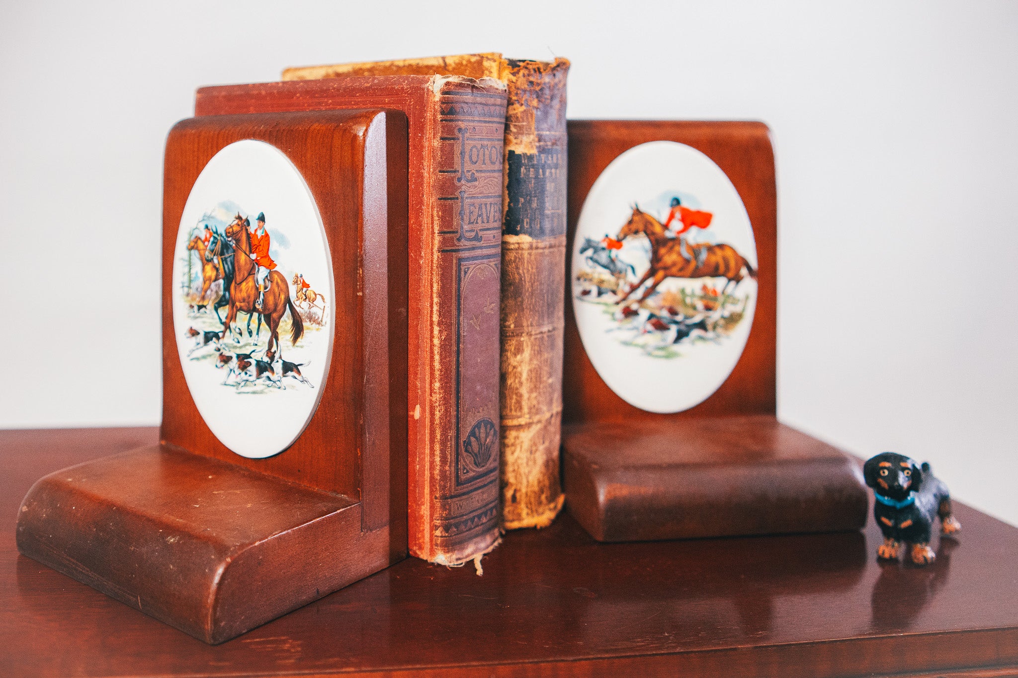 Large Equestrian Wooden Bookends