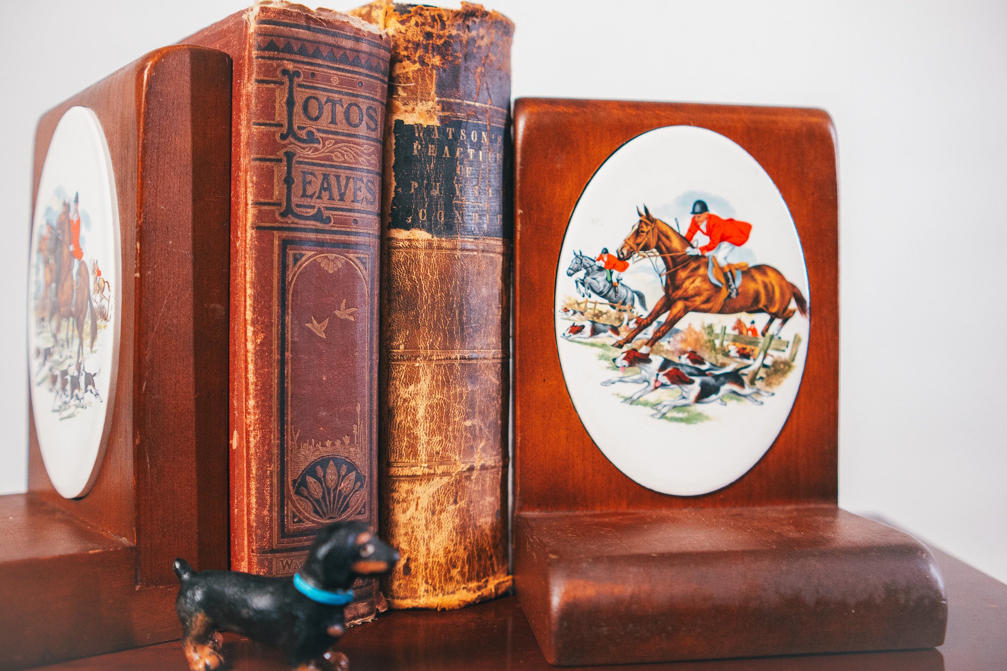 Large Equestrian Wooden Bookends