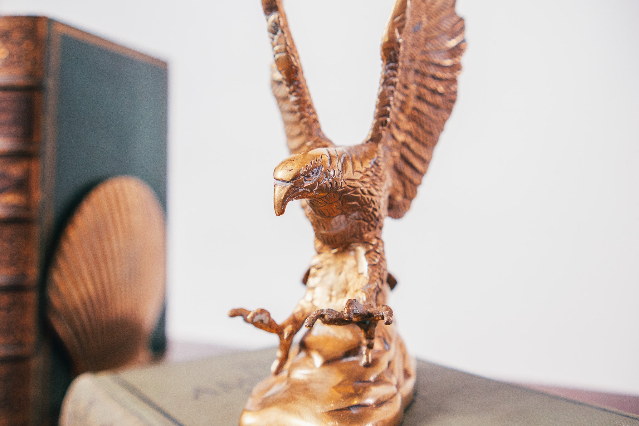 Vintage Solid Brass American Eagle Statue
