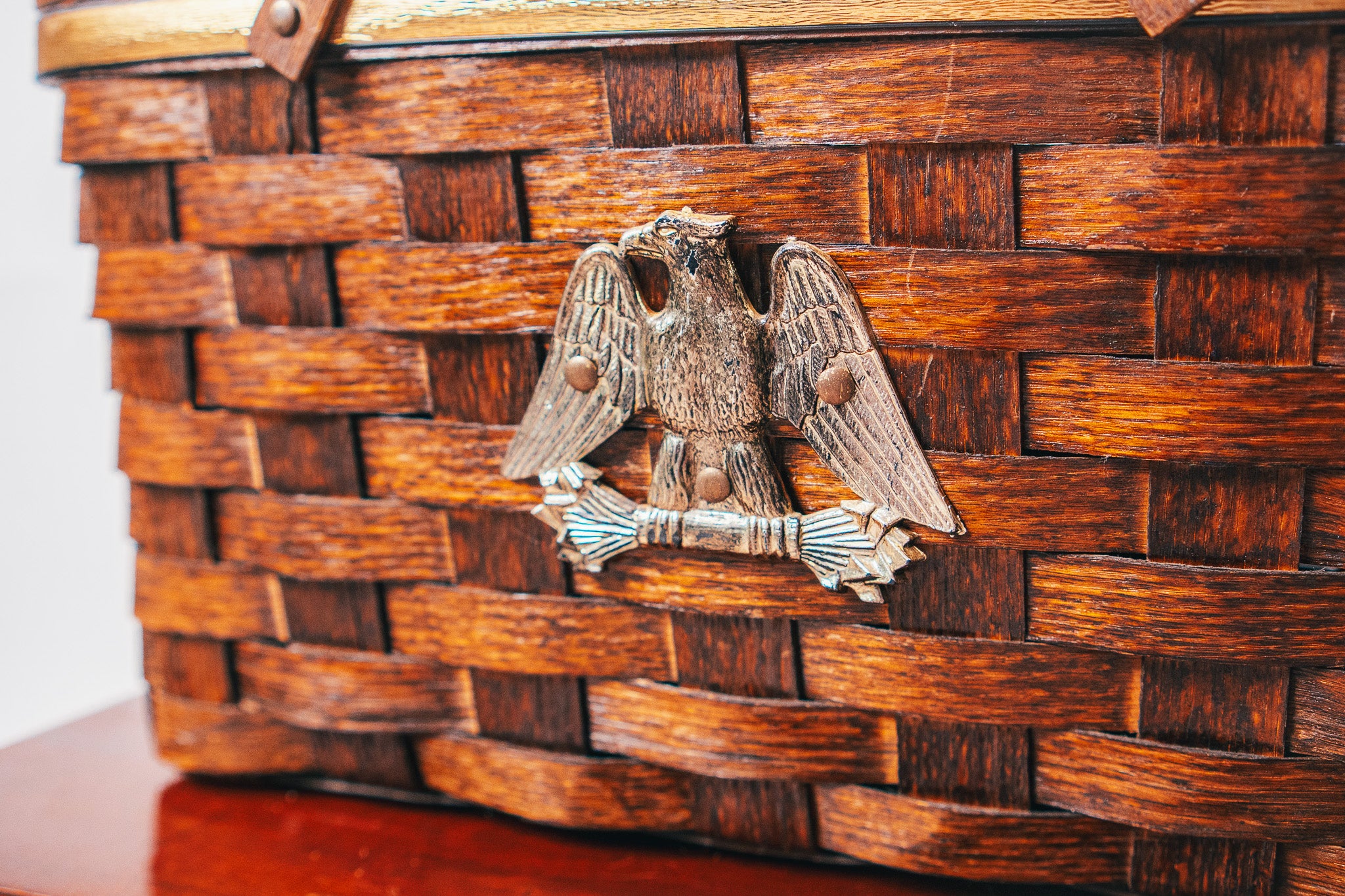 Vintage Basketville Picnic Basket with Brass American Eagle