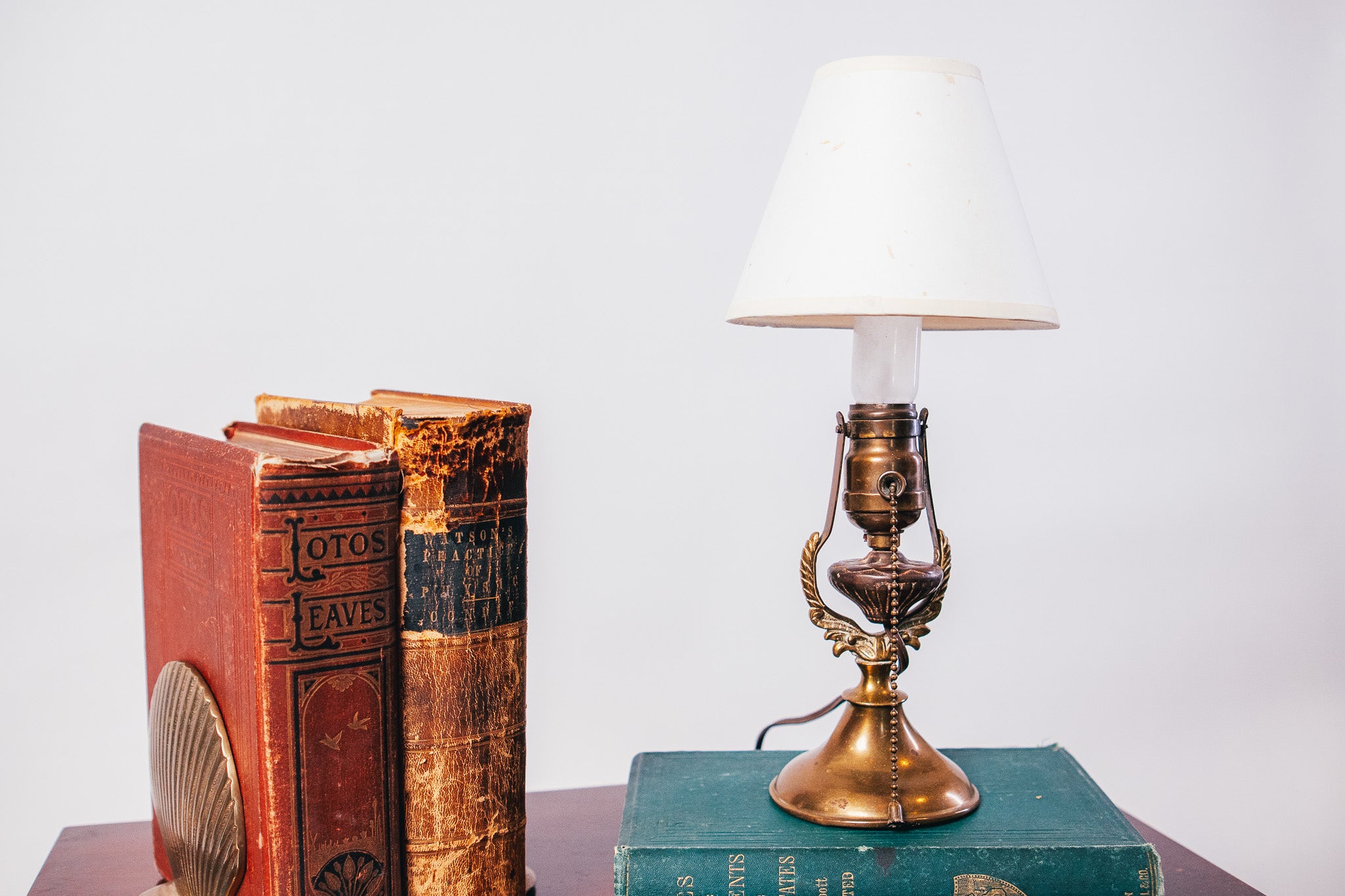 Vintage Solid Brass Nautical Gimbaled Accent Lamp (with shade)